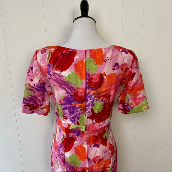 Vintage 60s 70s Pink Floral Empire Waist Maxi Dress Hostess 19.5” PTP, 15.5” W - Picture 15 of 16